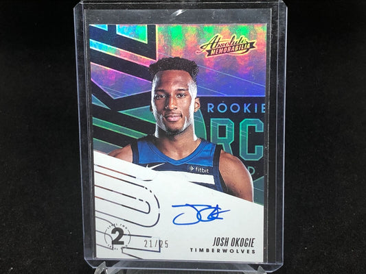 JOSH OKOGIE 2018-19 PANINI ABSOLUTE LEVEL 2 ON CARD AUTO RC #D 21/25