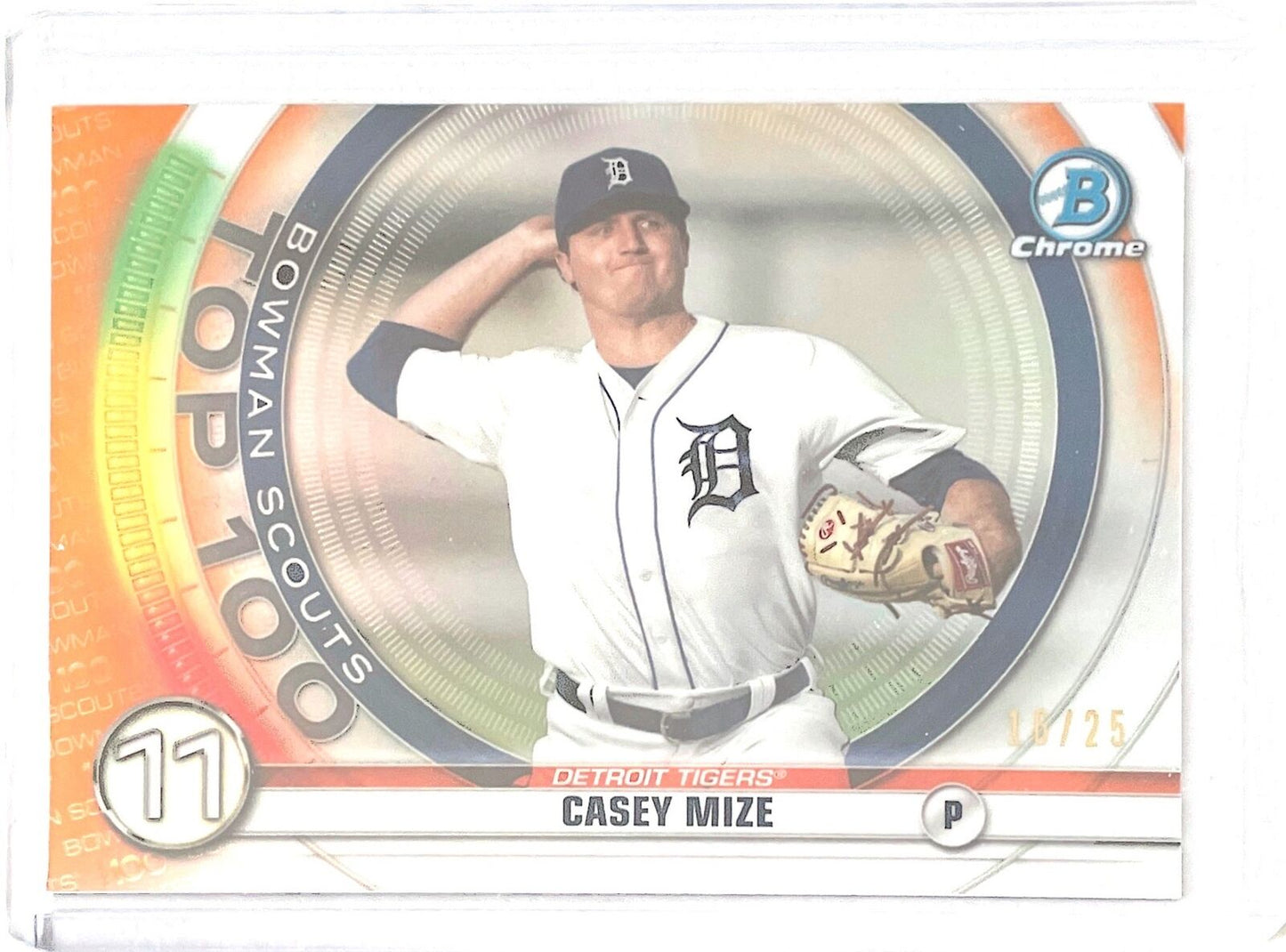 CASEY MIZE 2020 BOWMAN CHROME BOWMAN SCOUTS TOP 100 ORANGE REFRACTOR #D 16/25