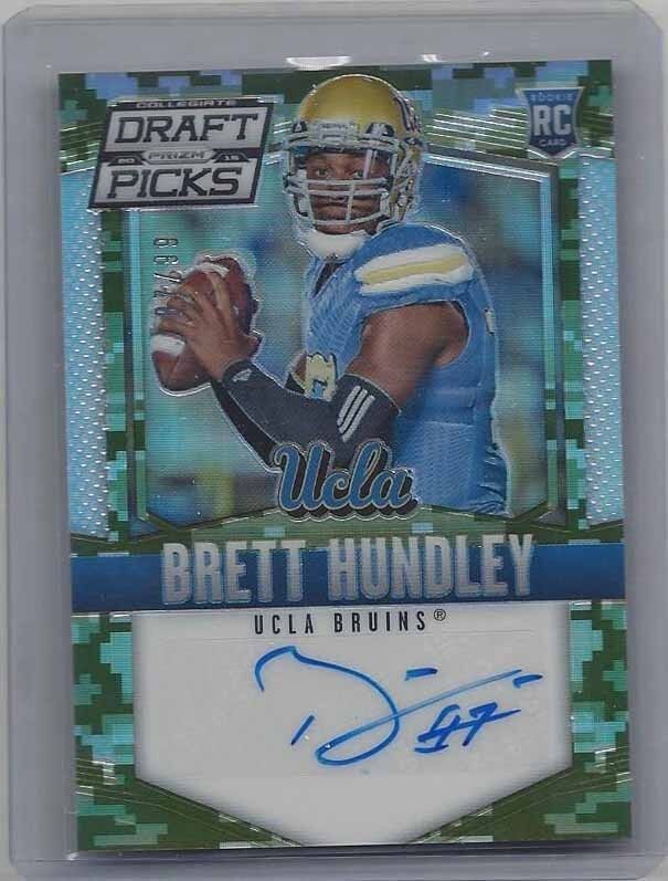 1/1 BRETT HUNDLEY 2015 PRIZM DRAFT PICKS CAMO PRIZMS AUTO RC #D 7/99 JERSEY #7 !