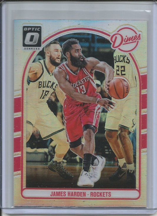 JAMES HARDEN 2016-17 PANINI DONRUSS OPTIC DIMES SILVER HOLO PRIZM