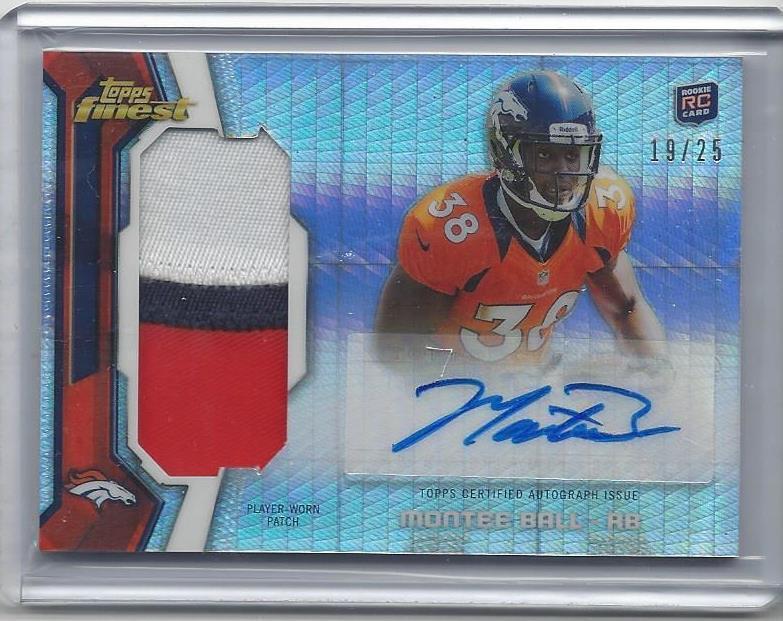 MONTEE BALL 2013 FINEST RPA PRISM REFRACTOR 3 COLOR JUMBO PATCH AUTO RC #D 19/25