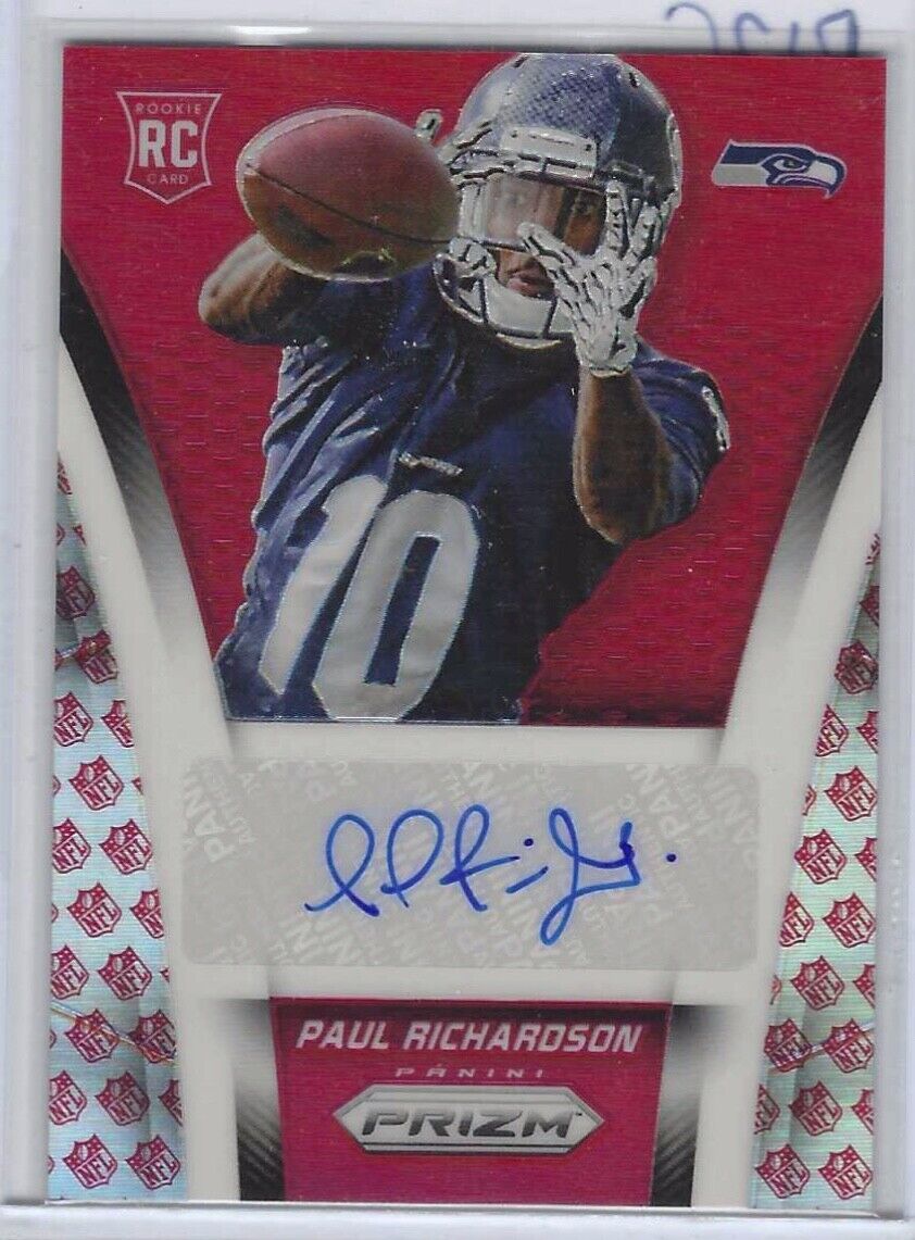 PAUL RICHARDSON 2014 PANINI PRIZM RED LOGO PRIZM ROOKIE AUTO RC #D /25
