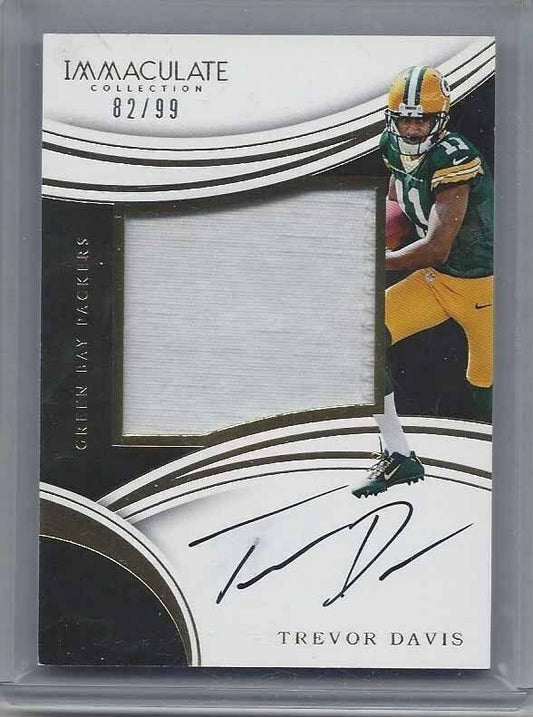 TREVOR DAVIS 2016 IMMACULATE JUMBO PACKERS ROOKIE PATCH ON CARD AUTO RC #D 82/99
