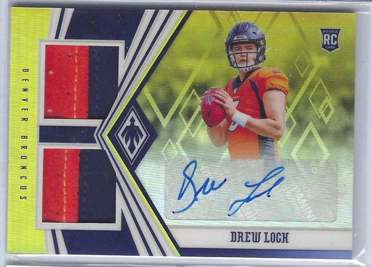 DREW LOCK 2019 PHOENIX YELLOW PRIZM ROOKIE DUAL PATCH AUTO RC #D 40/50