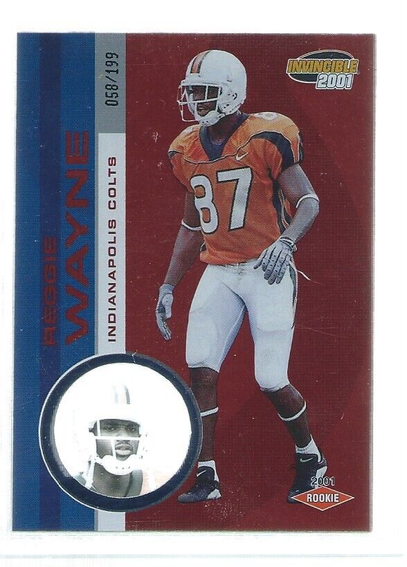 REGGIE WAYNE 2001 INVINCIBLE RED ROOKIE RC #D 58/199