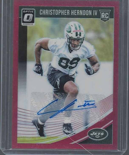 CHRISTOPHER HERNDON IV 2018 DONRUSS OPTIC RED HOLO ROOKIE AUTO RC #D /50