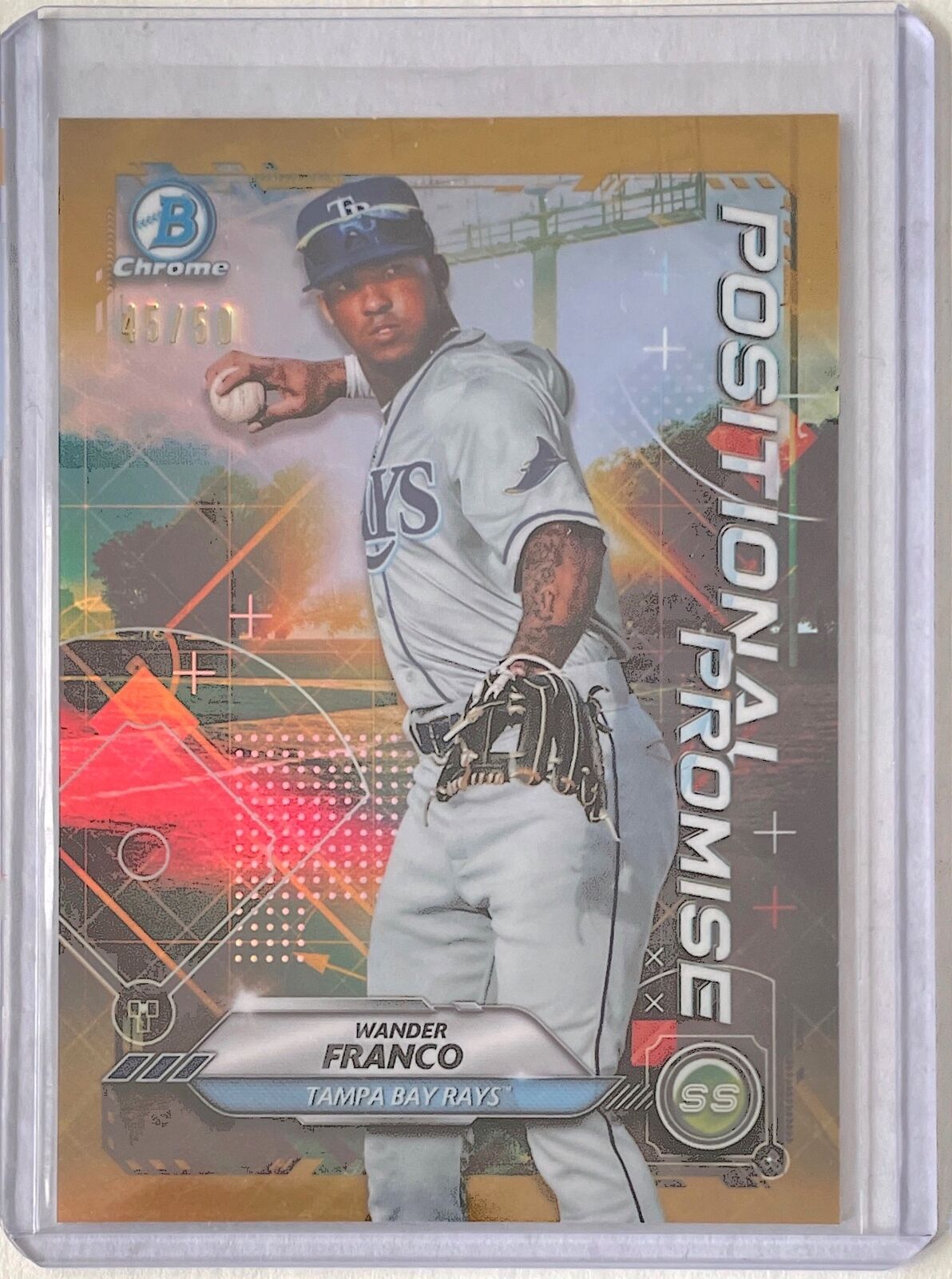 WANDER FRANCO 2021 BOWMAN CHROME POSITIONAL PROMISE GOLD REFRACTOR #D 45/50