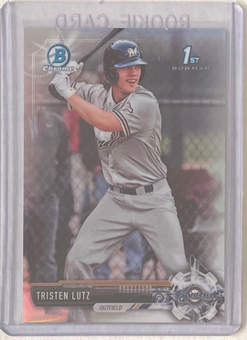 TRISTEN LUTZ 2017 BOWMAN CHROME 1ST PROSPECT SILVER CHROME REFRACTOR #BDC-164