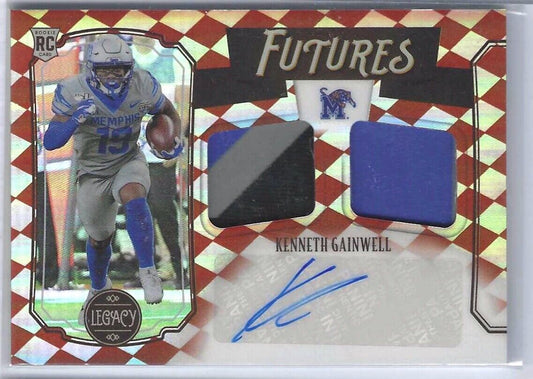 KENNETH GAINWELL 2021 PANINI LEGACY RED PRIZM DUAL PATCH AUTO RC #D /100