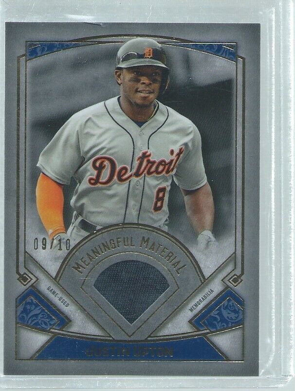 JUSTIN UPTON 2017 TOPPS MUSEUM COLLECTION MEANINGFUL MATERIAL PATCH #D 9/10