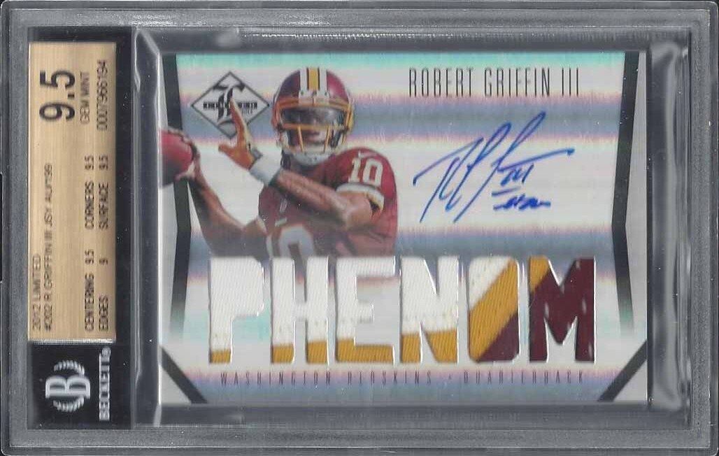 ROBERT GRIFFIN III RG3 2012 LIMITED PHENOMS 3 COLOR PATCH AUTO RC /199 BGS 9.5