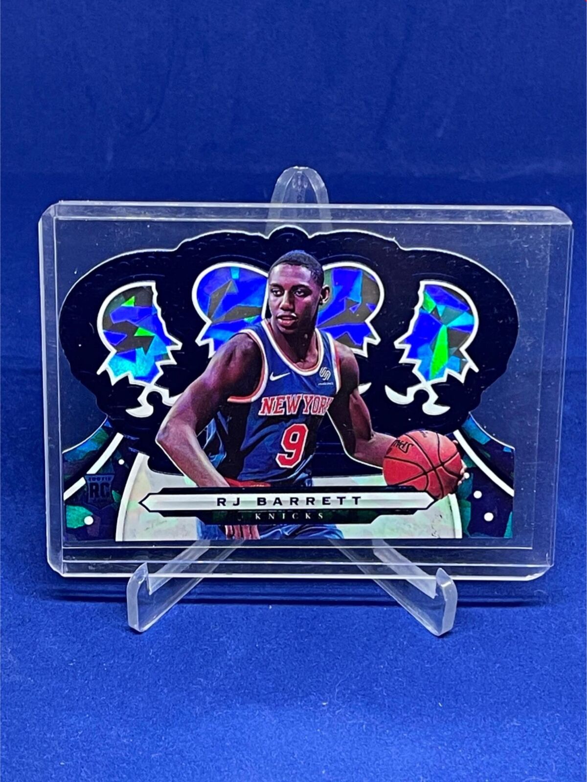 RJ BARRETT 2019-20 PANINI CROWN ROYALE DIE CUT BLUE CRACKED ICE FOIL RC #D 74/99