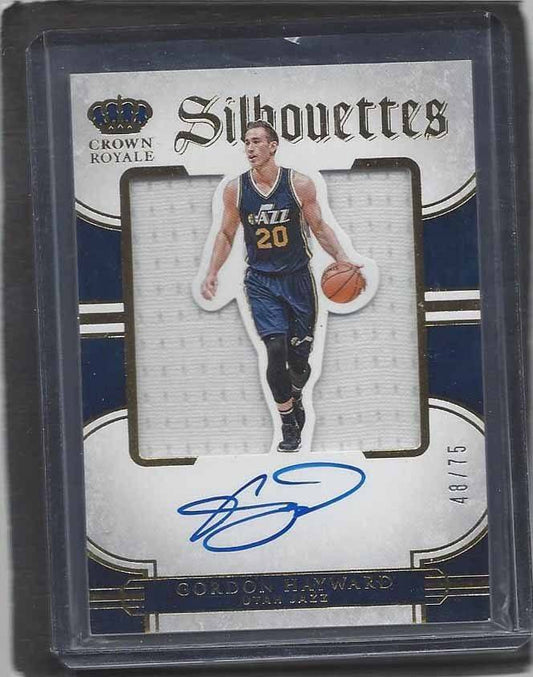GORDON HAYWARD 2015-16 CROWN ROYALE PREFERRED SILHOUETTE JERSEY ON CARD AUTO /75