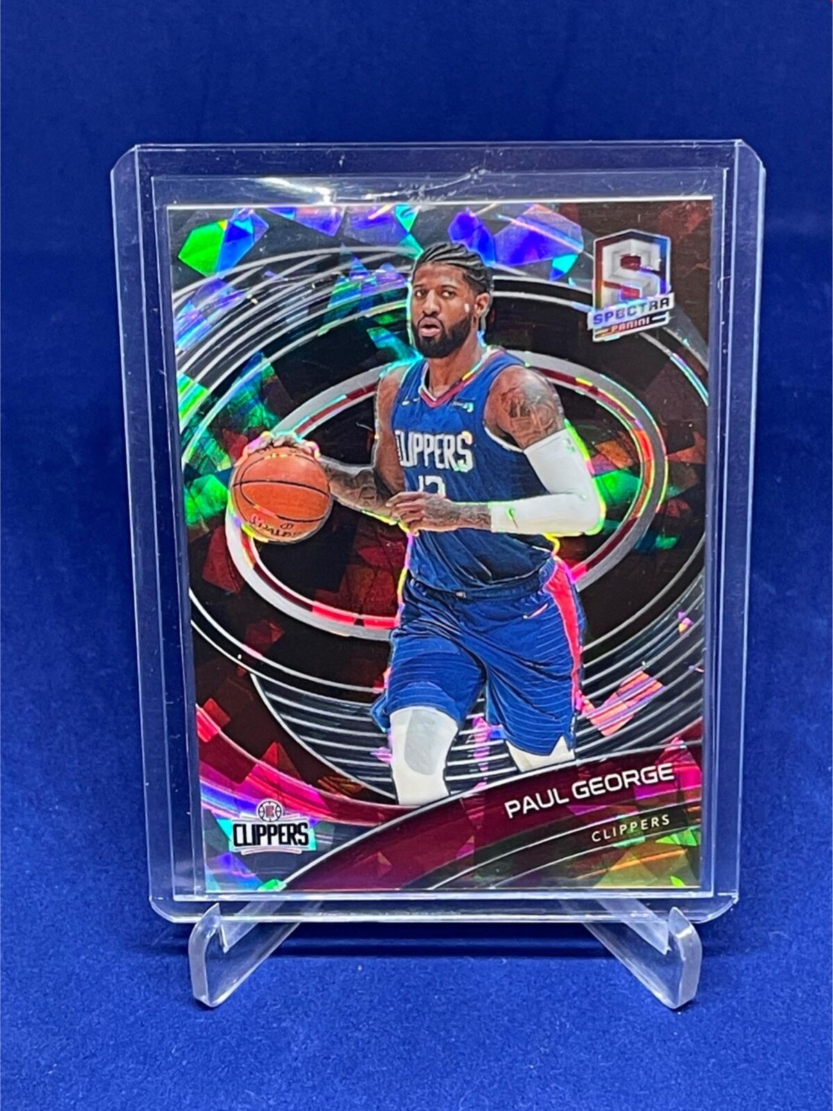 PAUL GEORGE 2020-22 PANINI SPECTRA RED CRACKED ICE VARIATION #D 12/35