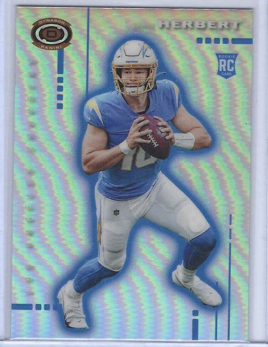 JUSTIN HERBERT 2020 PANINI CHRONICLES DYNAGON SILVER PRIZM RC #D-3