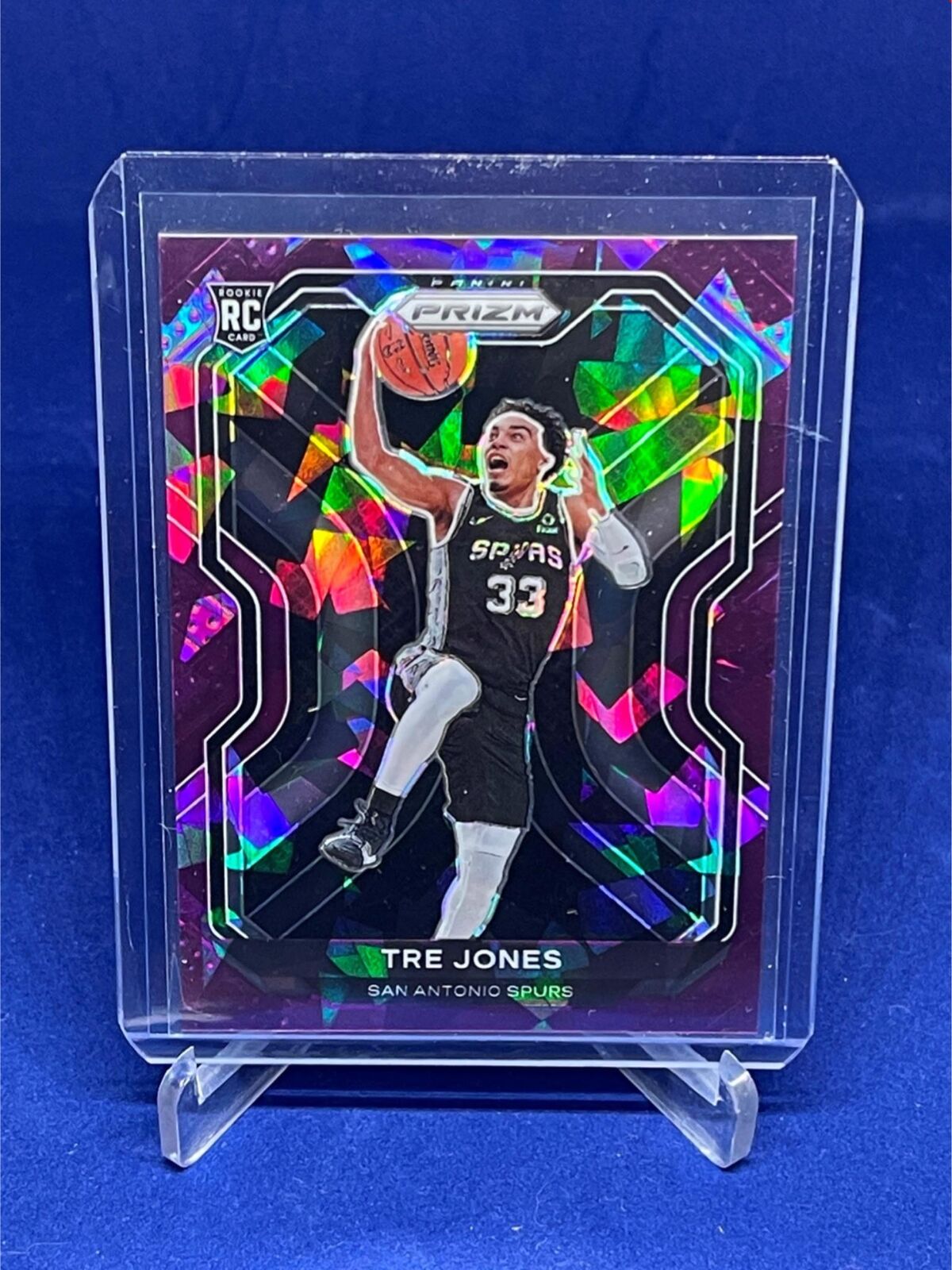 TRE JONES 2020-21 PANINI PRIZM PURPLE CRACKED ICE PRIZM ROOKIE RC #D 5/175