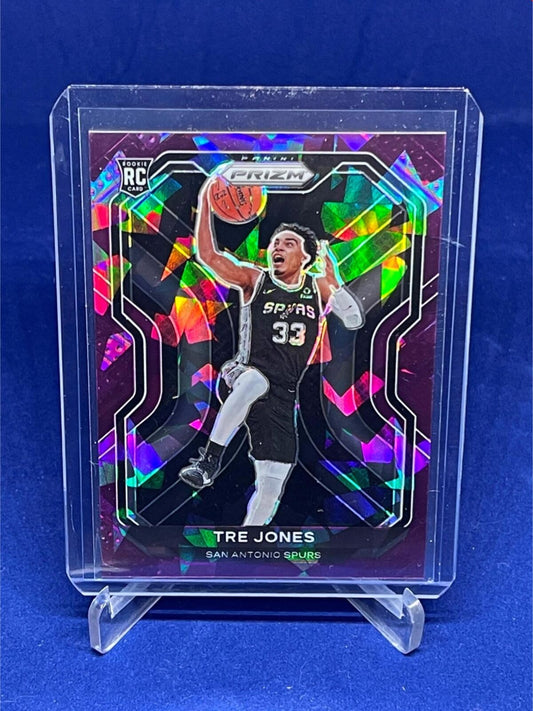 TRE JONES 2020-21 PANINI PRIZM PURPLE CRACKED ICE PRIZM ROOKIE RC #D 5/175