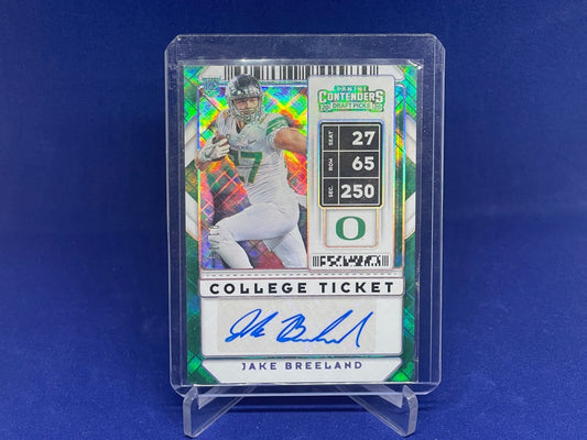 JAKE BREELAND 2020 PANINI CONTENDERS DP COLLEGE TKT AUTO RC ROOKIE #D 1/15
