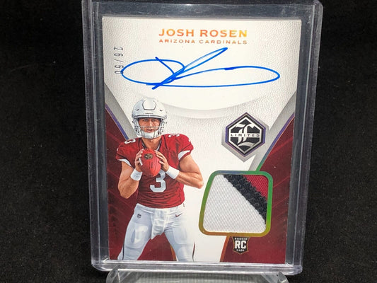 JOSH ROSEN 2018 PANINI LIMITED GOLD RPA 3 CLR PATCH ON CARD AUTO RC #D 26/50