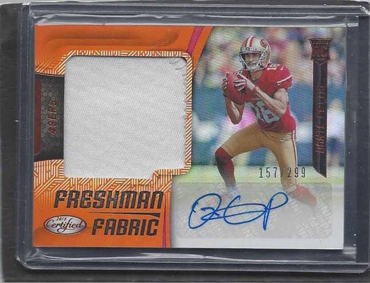 DANTE PETTIS 2018 CERTIFIED FRESHMAN FABRIC ORANGE 2 COLOR PATCH AUTO RC #D /299