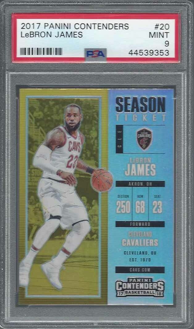 LEBRON JAMES 2017-18 PANINI CONTENDERS PREMIUM SILVER PRIZM HOLO #20 PSA 9 MINT