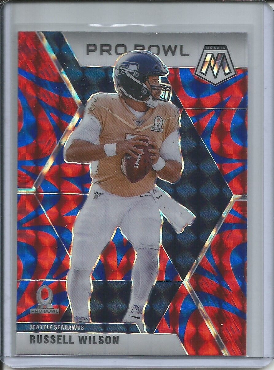 RUSSELL WILSON 2019-20 PANINI MOSAIC PRO BOWL REACTIVE BLUE PRIZM SEAHAWKS