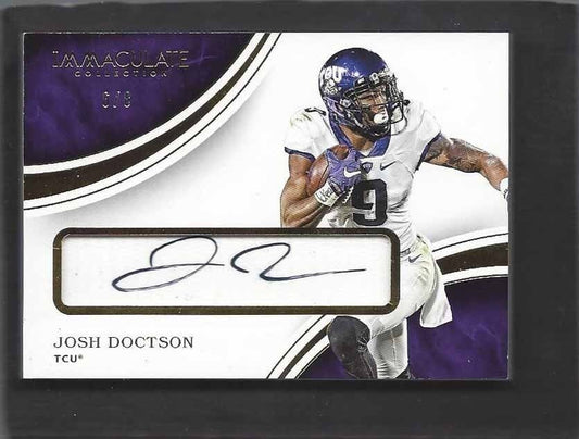 JOSH DOCTSON 2016 IMMACULATE CHIN STRAP PATCH ON CARD AUTO RC #D 6/8