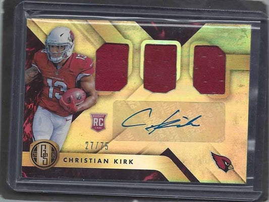 CHRISTIAN KIRK 2018 GOLD STANDARD CARDINALS TRIPLE JERSEY AUTO RC #D 27/75