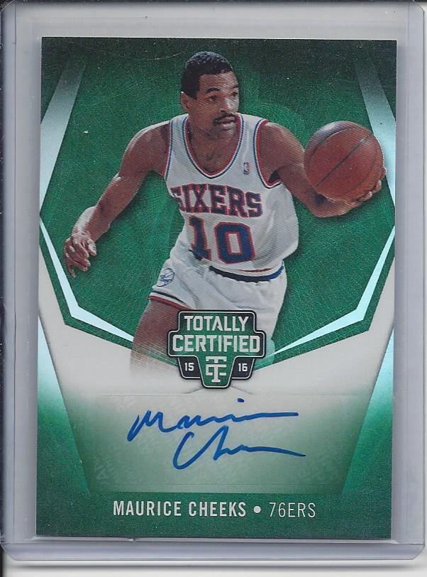 MAURICE CHEEKS 2015-16 TOTALLY CERTIFIED EMERALD GREEN SIXERS AUTO #D 3/5