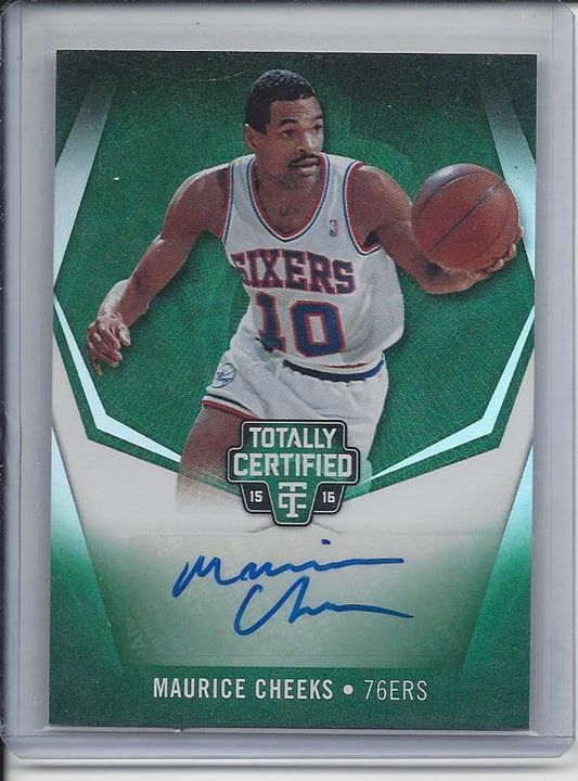 MAURICE CHEEKS 2015-16 TOTALLY CERTIFIED EMERALD GREEN SIXERS AUTO #D 3/5
