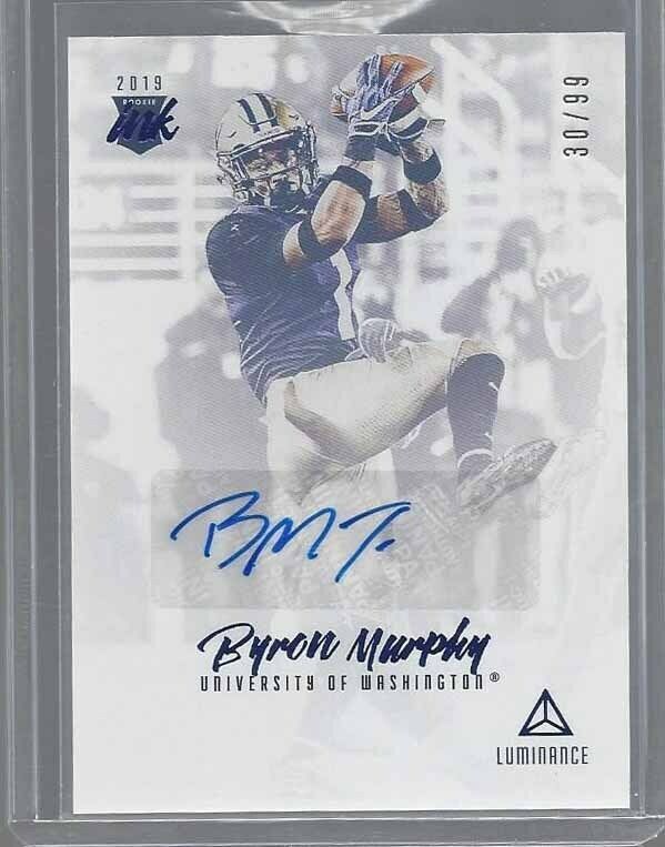 BYRON MURPHY 2019 PANINI LUMINANCE BLUE ROOKIE AUTO RC #D 30/99