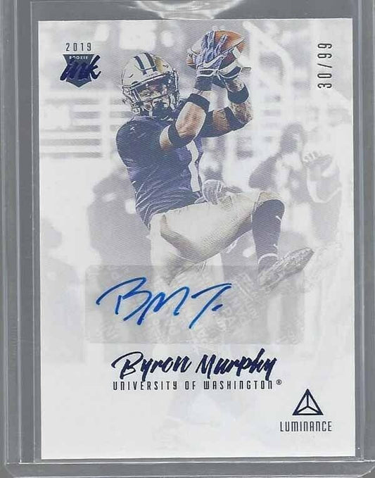 BYRON MURPHY 2019 PANINI LUMINANCE BLUE ROOKIE AUTO RC #D 30/99