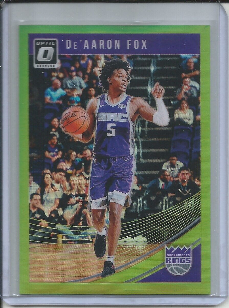 DE'AARON FOX 2018-19 PANINI OPTIC LIGHT GREEN HOLO PRIZM #D 77/149