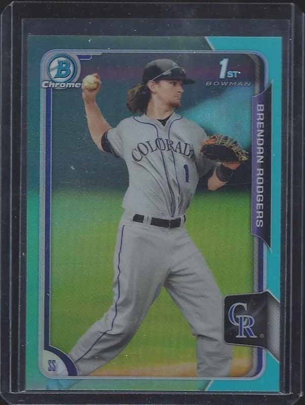 BRENDAN RODGERS 2015 BOWMAN CHROME SKY BLUE AQUA 1ST PROSPECT REFRACTOR #200