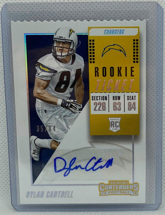 DYLAN CANTRELL 2018 CONTENDERS TICKET STUB DIE CUT AUTO RC #D 35/84