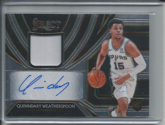 QUINNDARY WEATHERSPOON 2019-20 PANINI SELECT ROOKIE JERSEY AUTO #D 51/199 RC