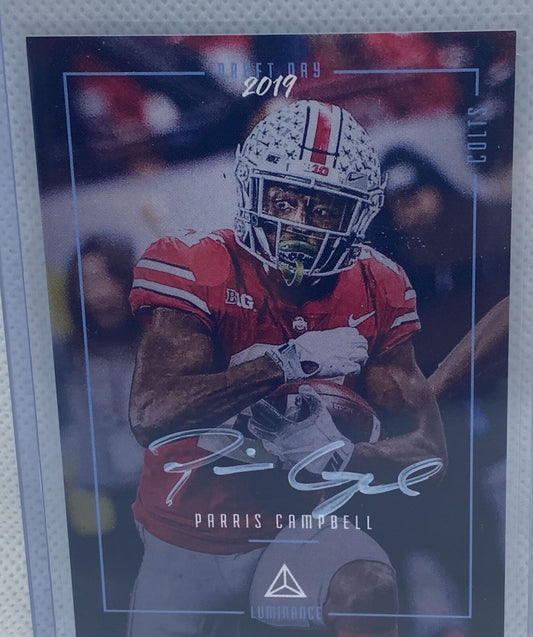 PARRIS CAMPBELL 2019 PANINI LUMINANCE DRAFT DAY ON CARD AUTO RC #DDS-PC