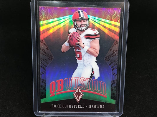 BAKER MAYFIELD 2018 PANINI PHOENIX QB VISION RED PRIZM HOLO RC #D 82/299