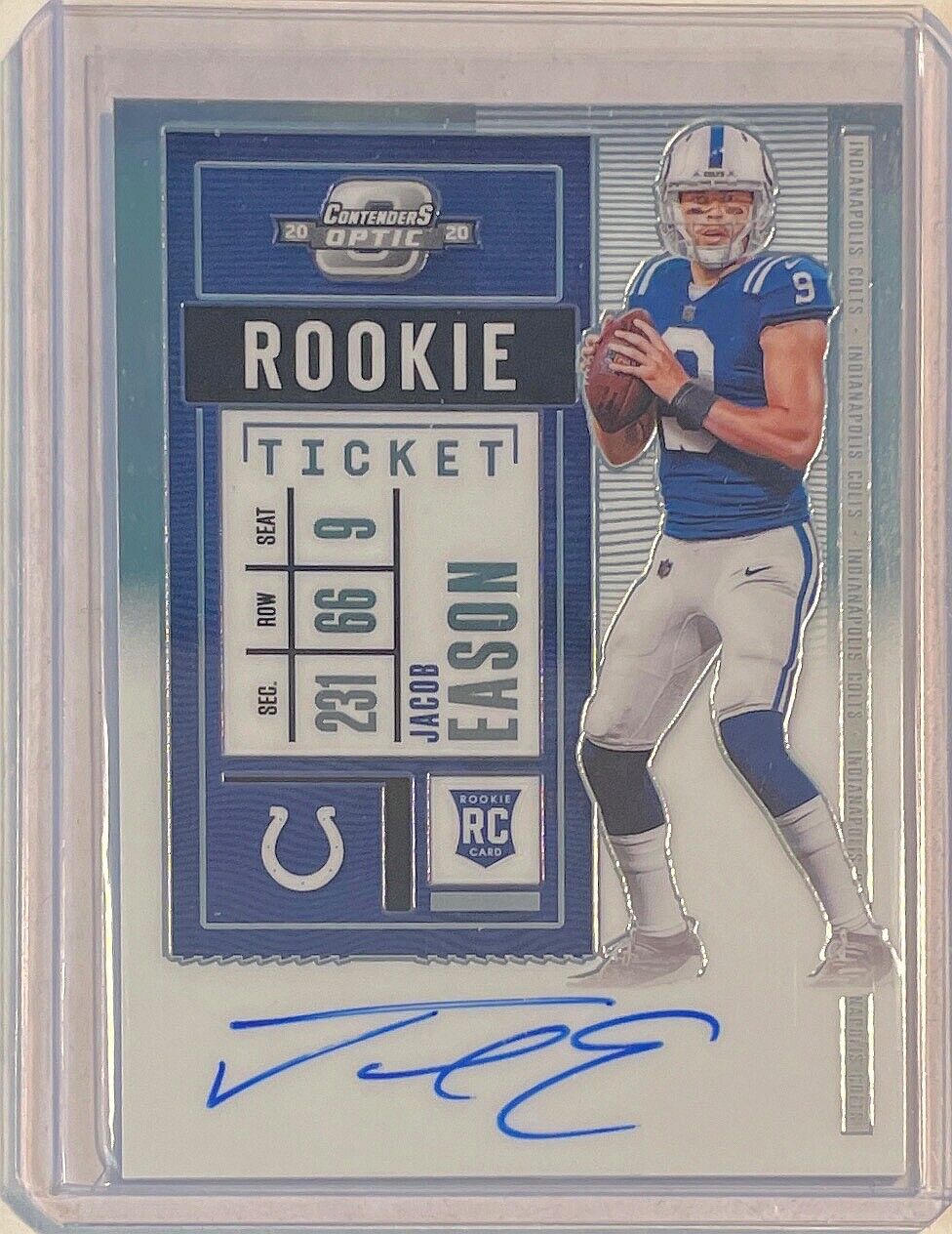 JACOB EASON 2020 PANINI CONTENDERS OPTIC ROOKIE TICKET ON CARD AUTO RC #136