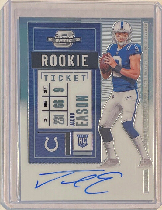 JACOB EASON 2020 PANINI CONTENDERS OPTIC ROOKIE TICKET ON CARD AUTO RC #136