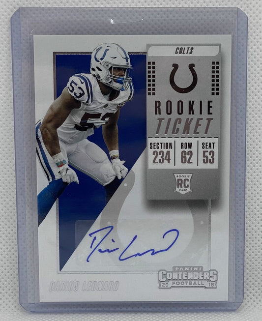 DARIUS LEONARD 2018 PANINI CONTENDERS ROOKIE TICKET AUTO RC #319