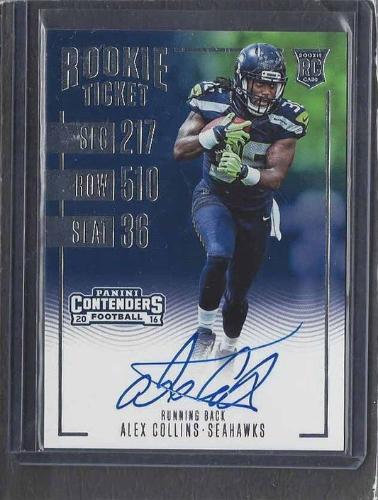 ALEX COLLINS 2016 PANINI CONTENDERS ROOKIE TICKET ON CARD AUTO RC #321