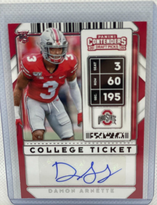 DAMON ARNETTE 2020 PANINI CONTENDERS DRAFT PICKS COLLEGE TICKET AUTO RC #197
