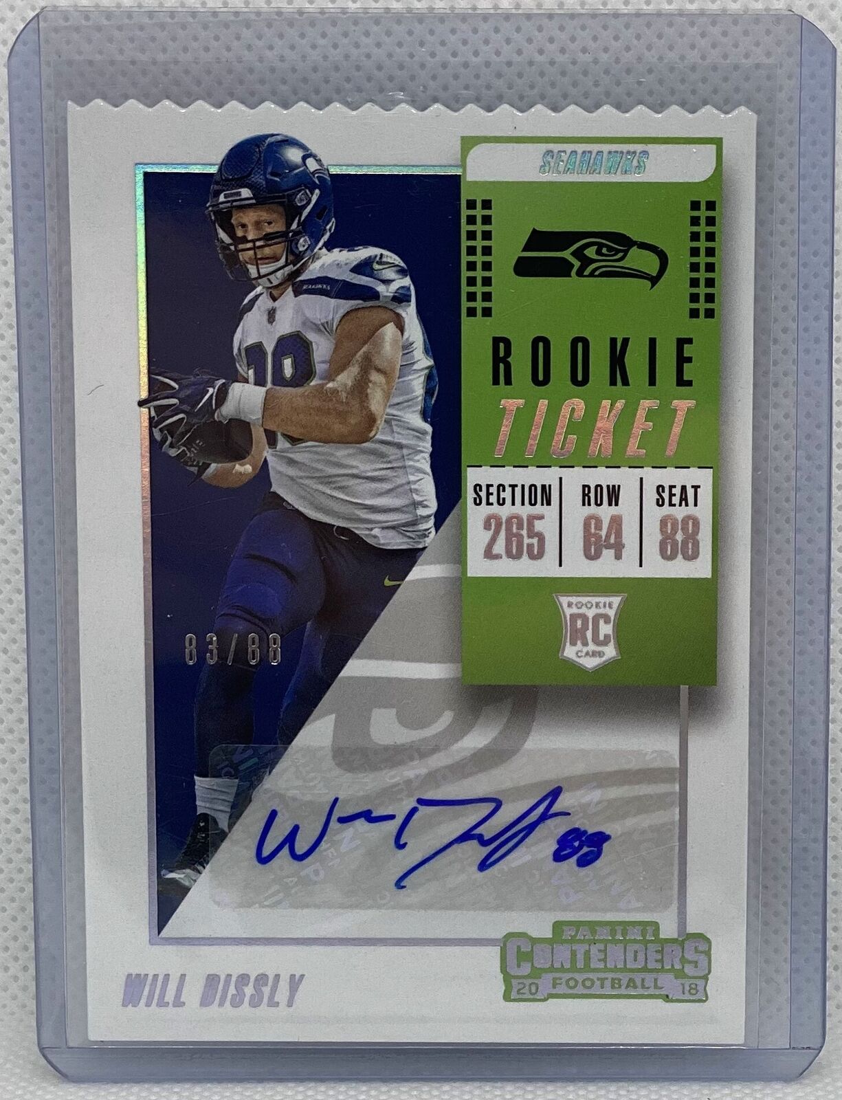 WILL DISSLY 2018 CONTENDERS TICKET STUB DIE CUT AUTO RC #D 83/88