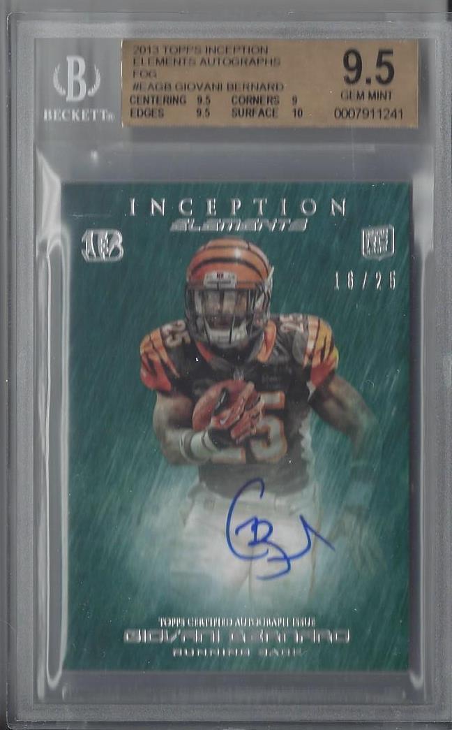 GIOVANI BERNARD 2013 TOPPS INCEPTION ELEMENTS FOG AUTO RC #D 16/25 BGS 9.5 10 AU
