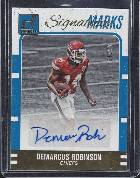 DEMARCUS ROBINSON 2016 DONRUSS SIGNATURE MARKS BLUE ROOKIE AUTO RC #D 6/15