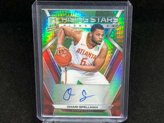 OMARI SPELLMAN 2018-19 PANINI SPECTRA GREEN RISING STARS AUTO RC #D 24/49