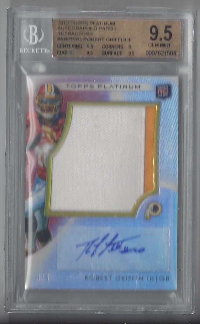 ROBERT GRIFFIN III 2012 TOPPS PLATINUM JUMBO PATCH AUTO REFRACTOR RC /5 BGS 9.5