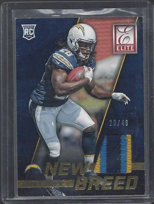 MELVIN GORDON 2015 ELITE NEW BREED GOLD 3 COLOR ROOKIE PATCH RC #D 29/49
