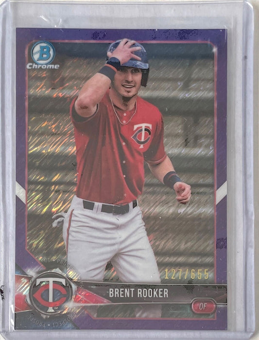 BRENT ROOKER 2018 BOWMAN CHROME PROSPECT PURPLE SHIMMER REFRACTOR #D 127/655